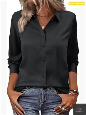 Women's Classic-Fit Button Down Shirt Long Sleeve Stretch Cotton Business Casual
